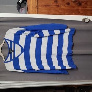 Lane Bryant Women's Striped Sweater Blue/Gray V-neck Lightweight  Size 22/24 GUC